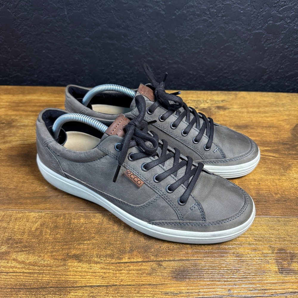 ECCO Soft 7 43030402539 Grey Leather Sneaker Mens EU 42 US 8-8.5